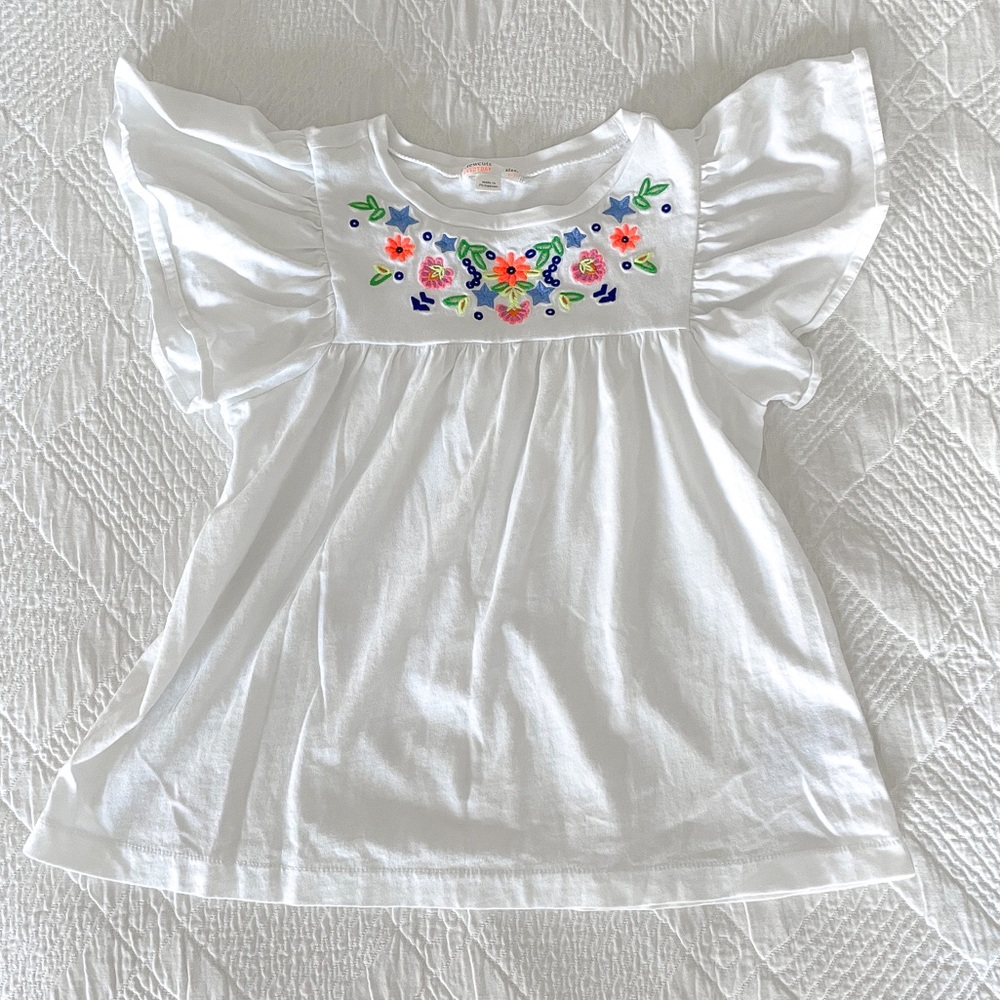 🌼 Crewcuts Floral Embroidered Flutter Sleeve Top 🌼